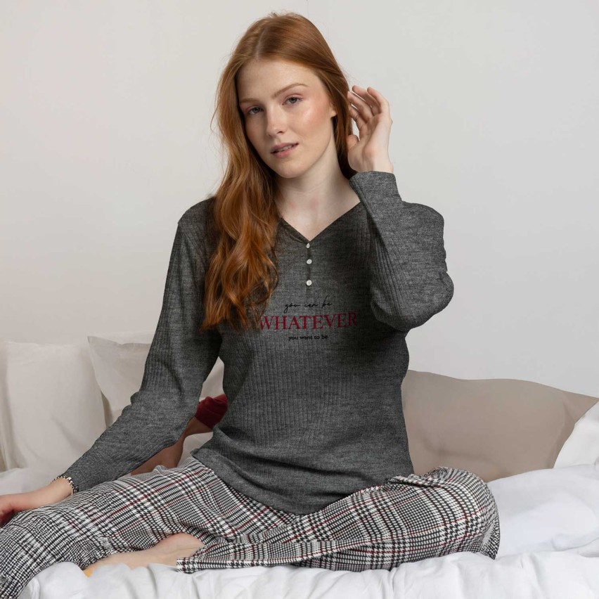 Pigiama donna maglia a costine Admas 63620