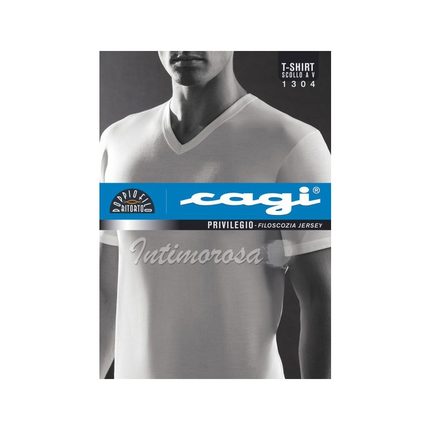 Maglia uomo Cagi 1304 filo di scozia manica corta V 
