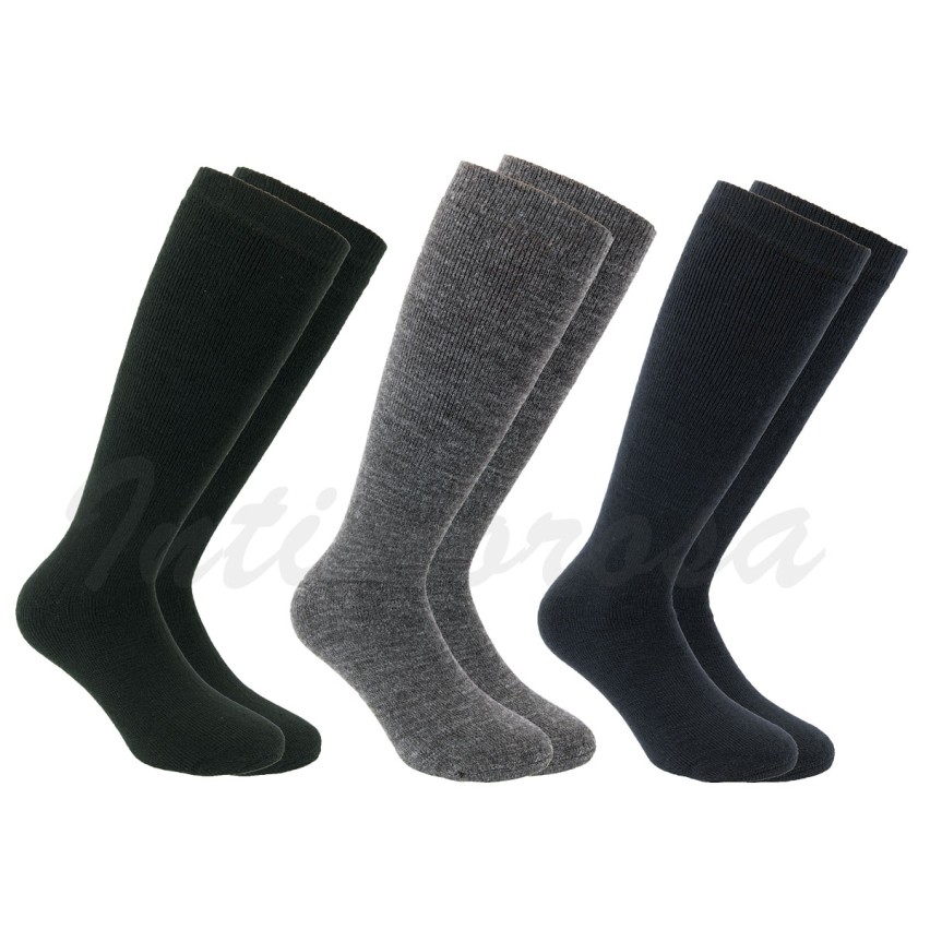 Calze da uomo lunghe termiche 80% lana 3 paia assortite