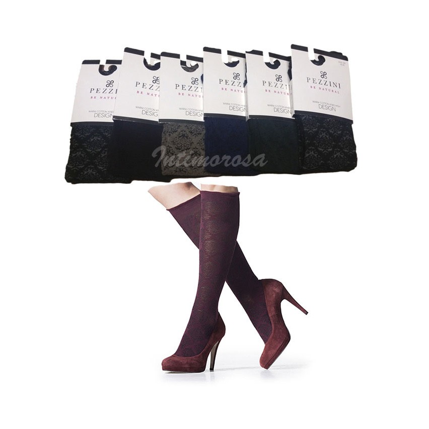 Calze lunghe gambaletto donna Pezzini fantasia jacquard- 6 paia