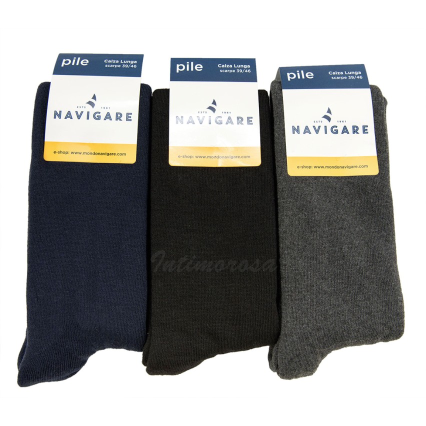 Calze uomo lunghe pile caldissime Navigare 3 paia assoriti