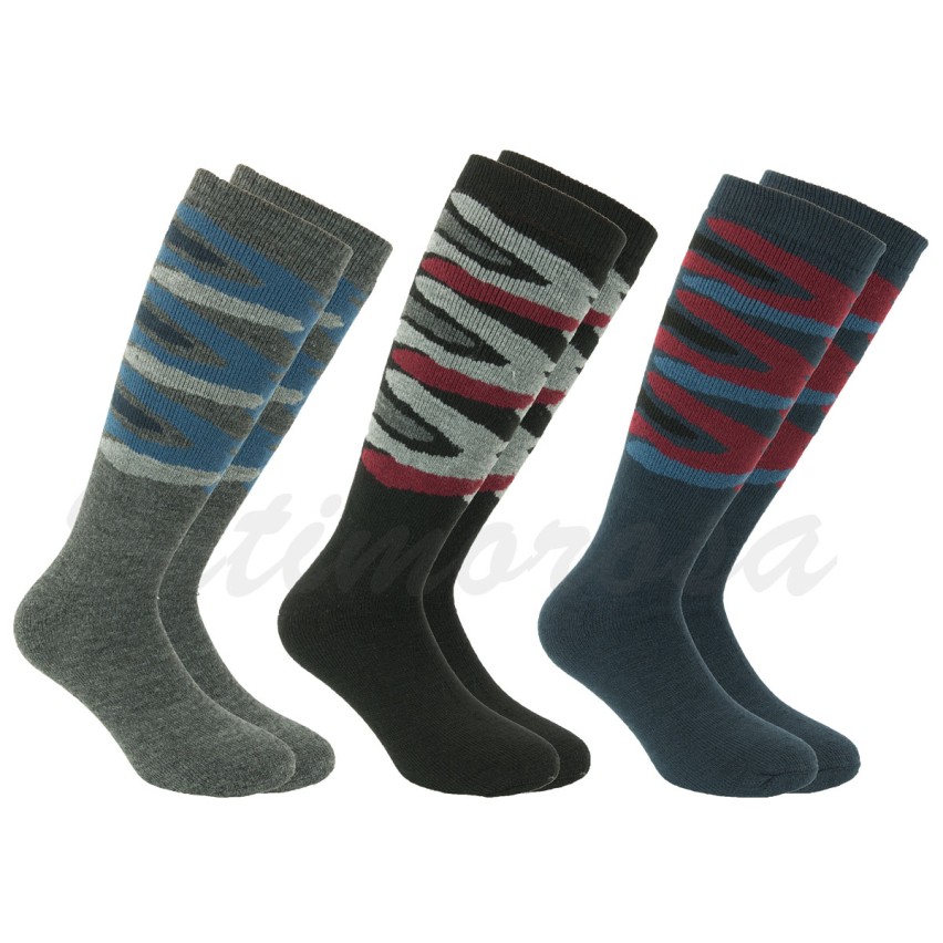 Calze da uomo lunghe termiche 80% lana 3 paia mimetiche