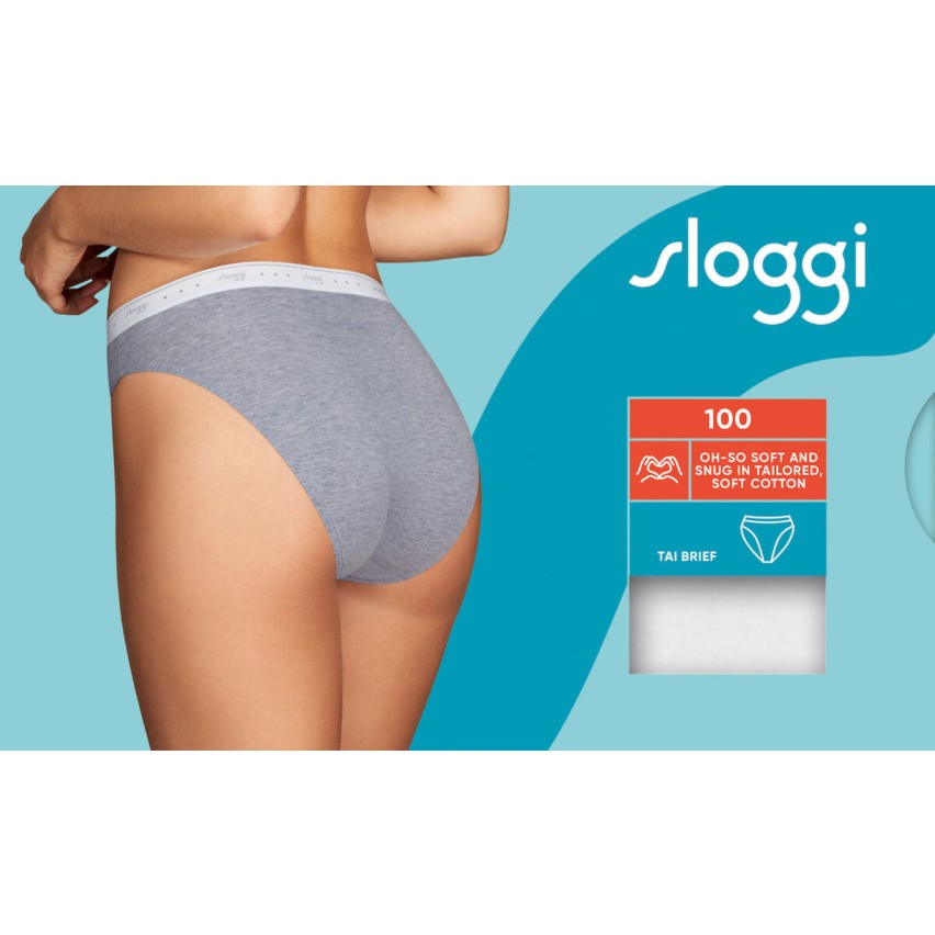 Slip donna Sloggi 100 tai  sgambati cotone 2 pezzi