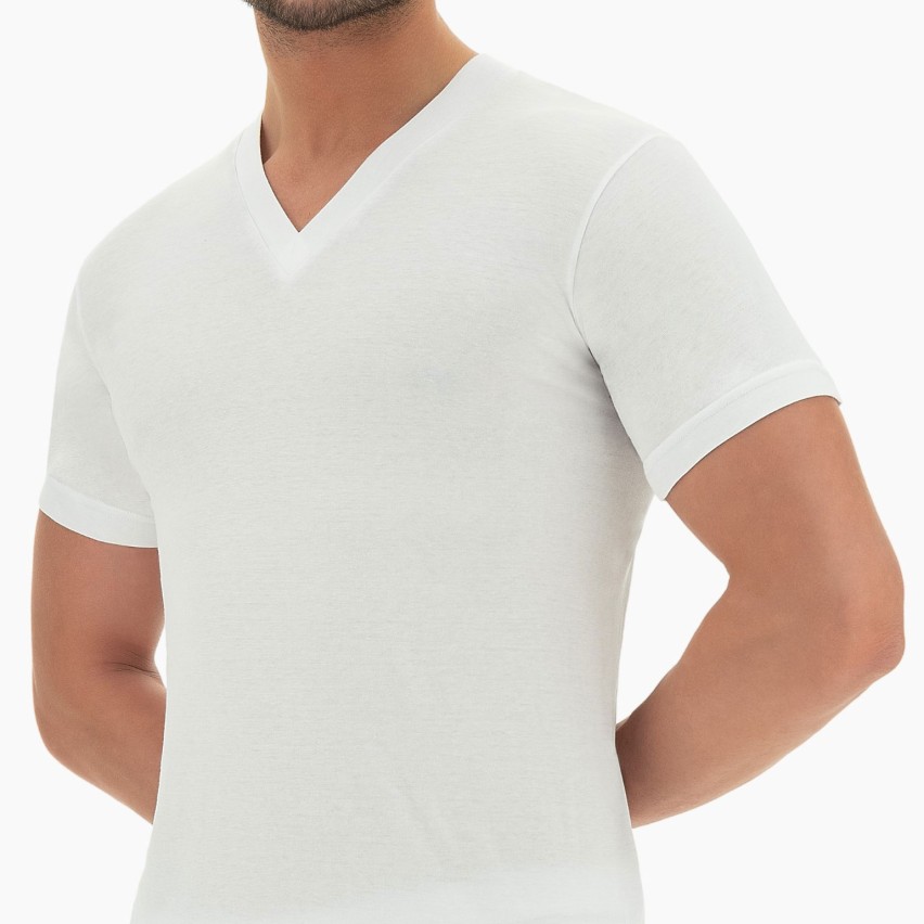 Maglia intima uomo Cagi 1305 cotone a V manica corta 