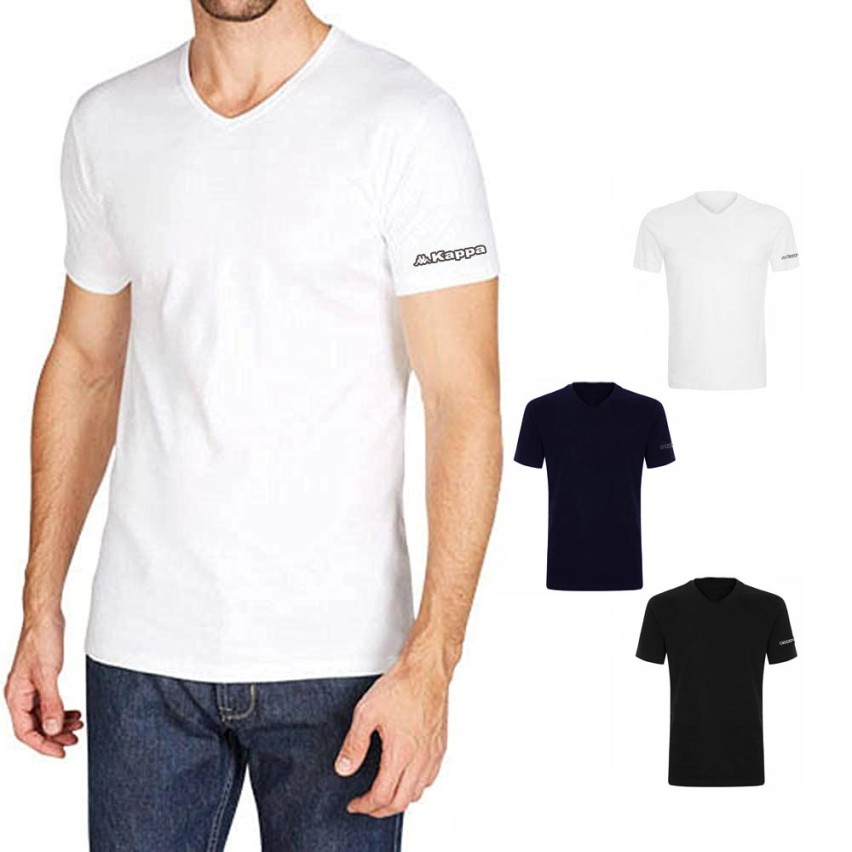 Maglie T-shirt uomo scollo a V Kappa K1315 mezza manica cotone 3 pezzi