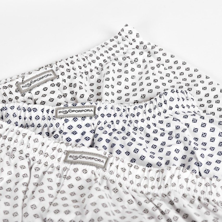 Boxer uomo in 100% cotone Rossoporpora 205 fantasia rombi 3 pezzi 