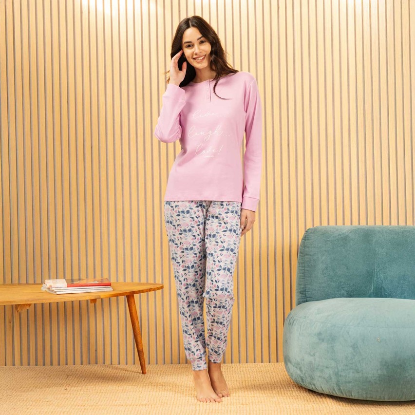 Pigiama donna scollo a serafino caldo cotone Biancaluna Kissimo 20002