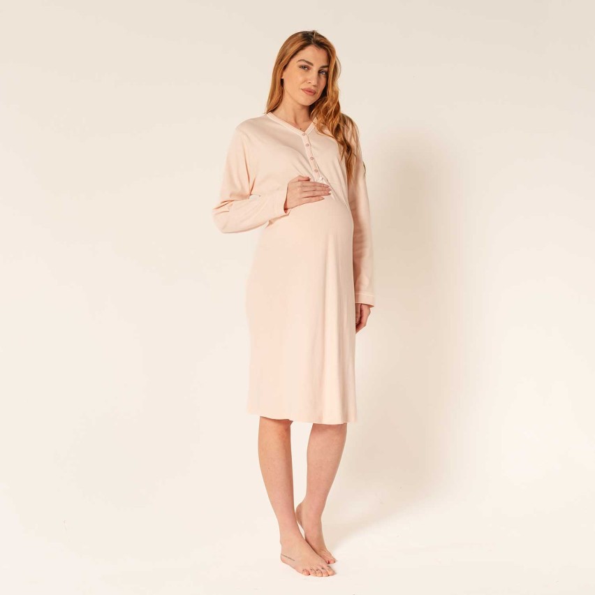 Camicia da notte premaman caldo cotone Biancaluna Kissimo 20302