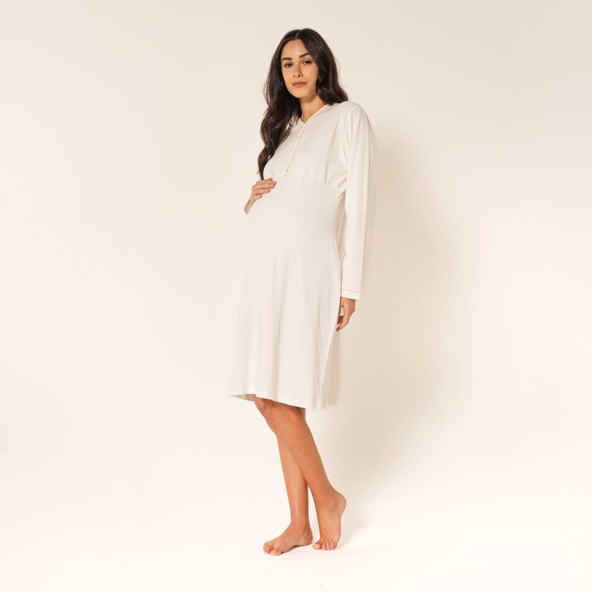 Camicia da notte premaman caldo cotone Biancaluna Kissimo 20302