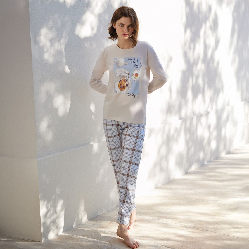 Pigiama donna a quadretti in cotone Jadea 3275