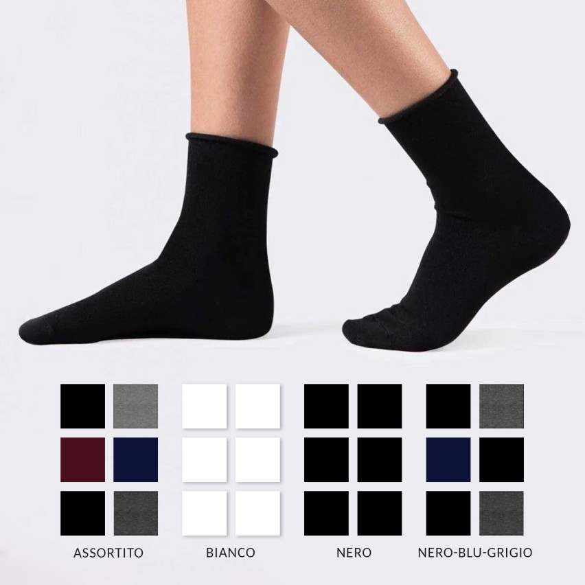 Calze donna invernali Meritex 3326 corte senza polsini 6 paia