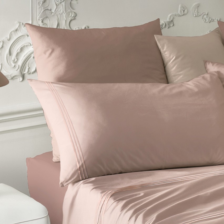 Completo Letto Matrimoniale con ricamo laterale 100% cotone Laura Biagiotti Florie