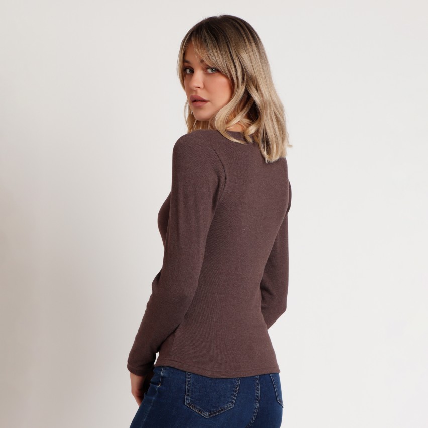 Maglia donna con scollo a V e merletto femminile Admas 43562