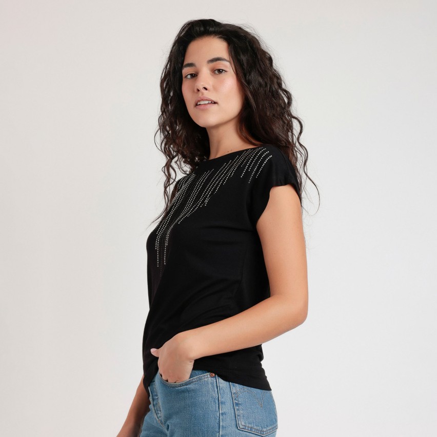 Maglia donna con stass luminosi in viscosa Admas 43625