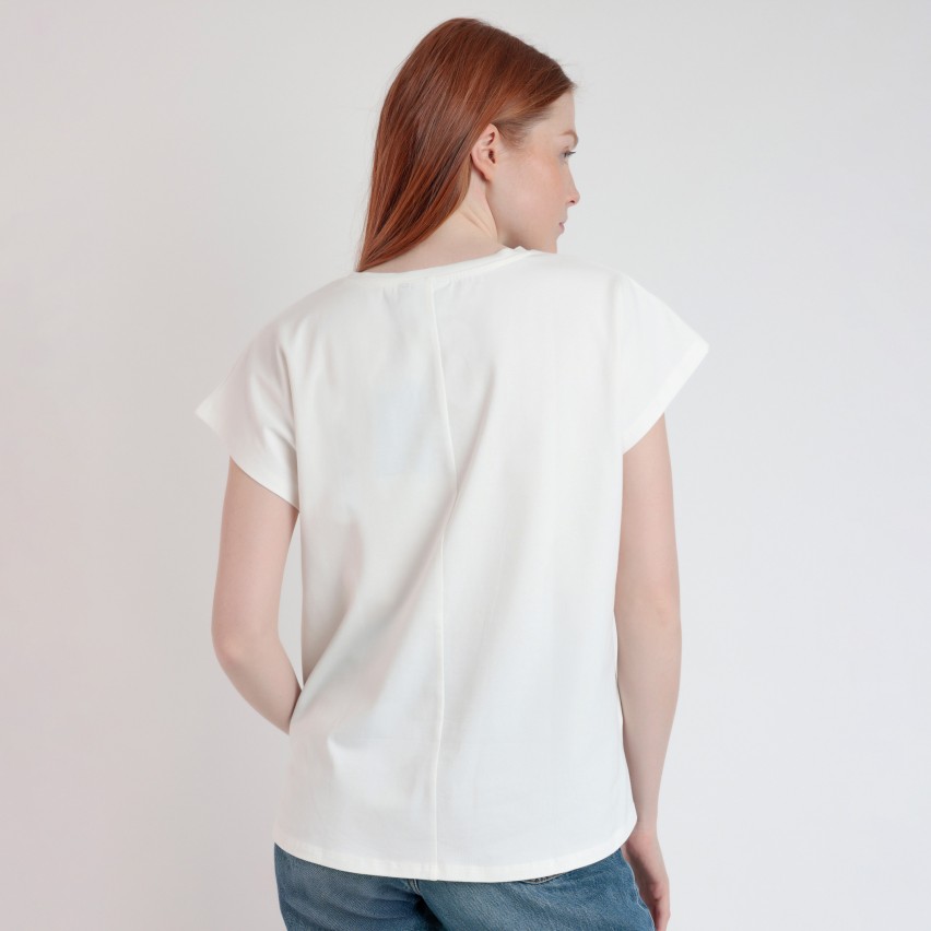 Maglia Donna con fiore 3D in cotone Admas 43643