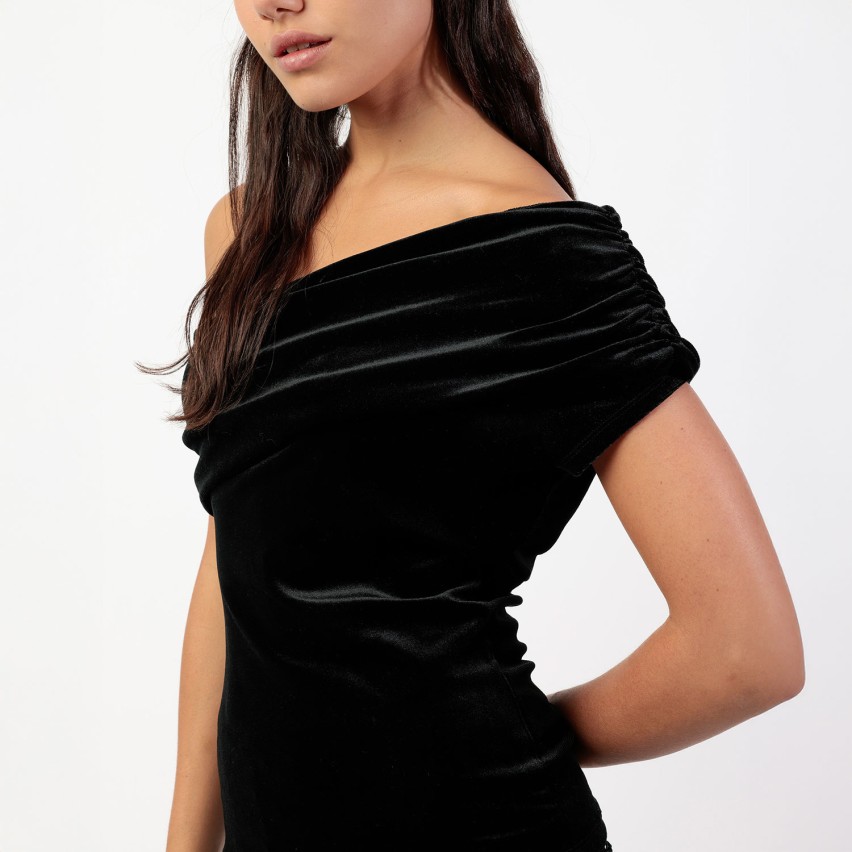 Maglia donna monospalla in velluto Admas 43680