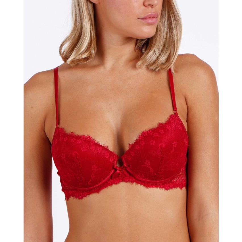 Coordinato intimo sexy rosso reggiseno + brasiliana pizzo Admas 44636