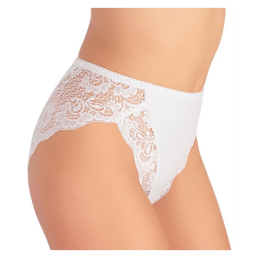 Slip midi donna Jadea 530 cotone e pizzo 3 pz