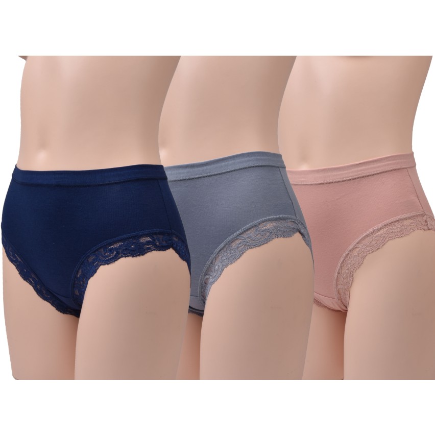 Slip donna midi Jadea 532 in cotone modal e pizzo 3 pezzi