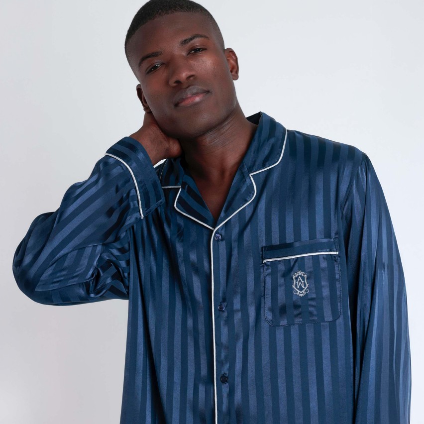 Pigiama uomo Admas 55312 aperto raso blu