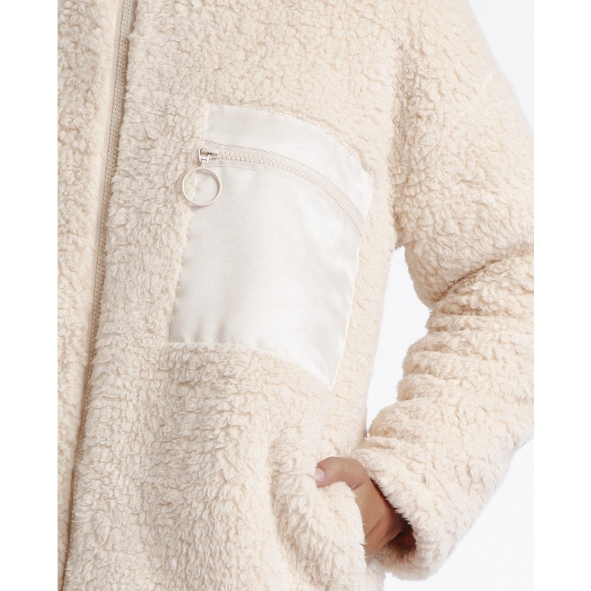 Giacca da camera corta in coral sherpa con zip Admas 57541