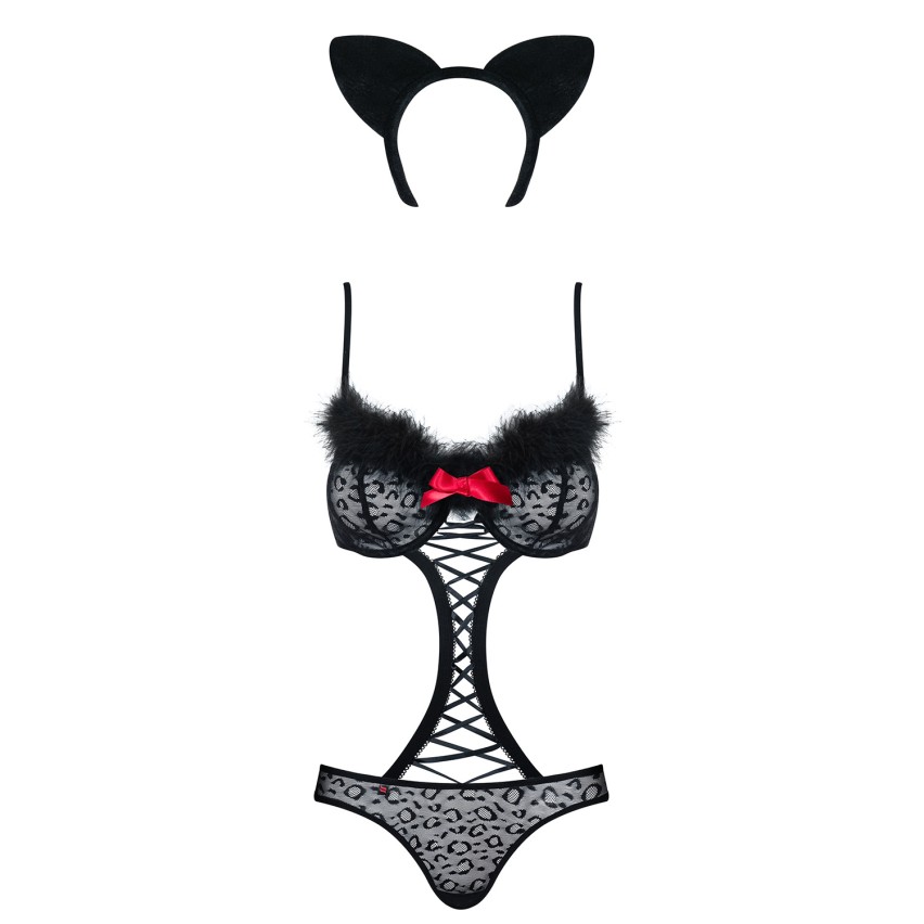 Sexy costume leopardato Obsessive Gepardina con cerchietto e coda