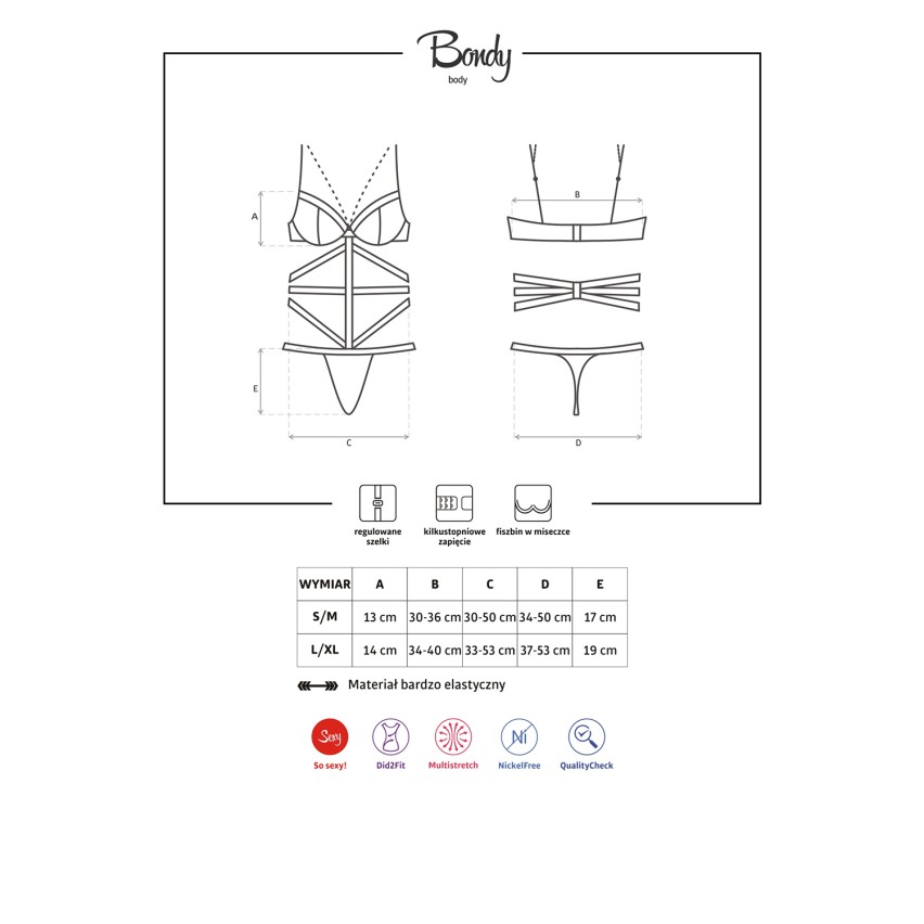 Sexy Body Obsessive Bondy Teddy con cinghie nero 