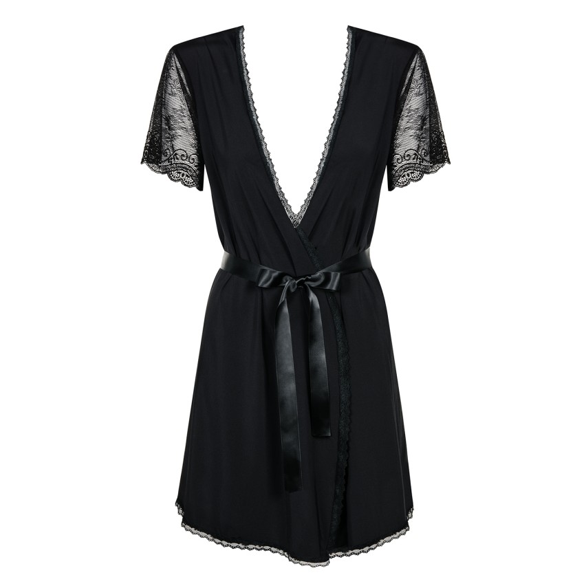 Sensuale vestaglia Obsessive Miamor Robe + perizoma nero 2 pz.