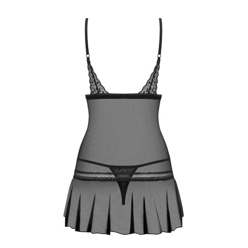 Sexy Coordinato sottoveste + perizoma Obsessive shibu chemise e thong nero