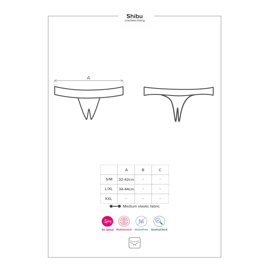 Sexy perizoma Obsessive Shibu Crotchless Thong cavallo aperto nero