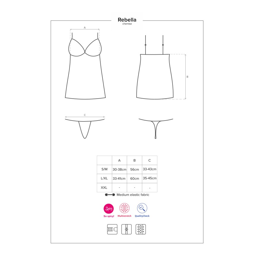 Sexy mini dress + perizoma a rete Obsessive Redella chemise e thong sottoveste 