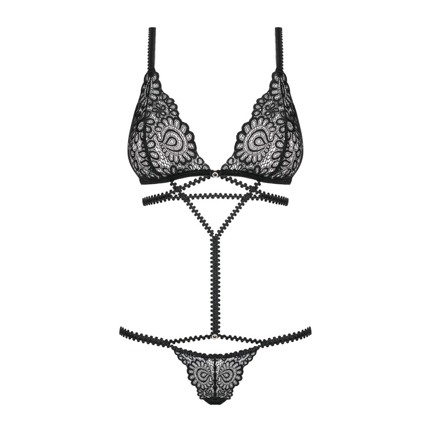 Completino sexy obsessive mixty teddy nero ricamato
