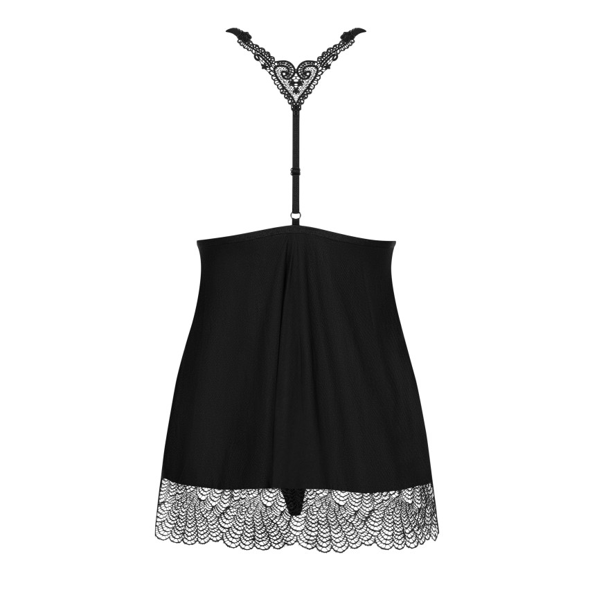 Sexy babydoll + perizoma Obsessive Chiccanta pizzo nero 2 pz.