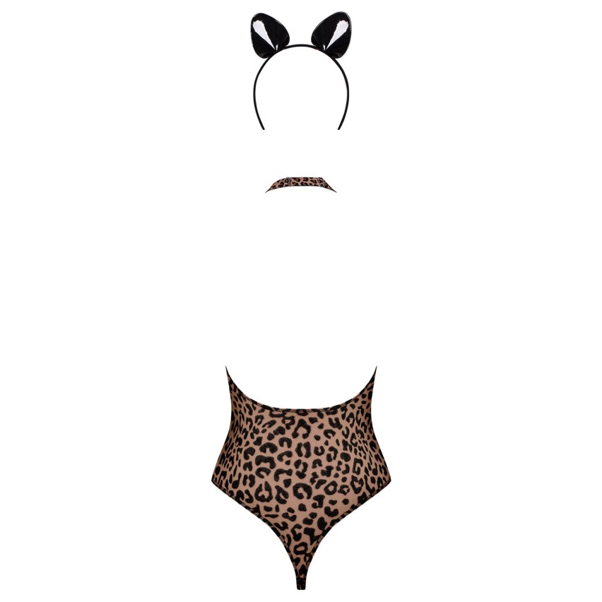 Sexy costume body a perizoma + cerchietto Obsessive Leocatia leopardato