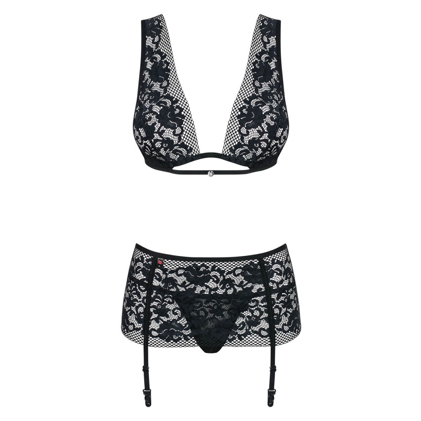Sexy set Figurea Obsessive reggiseno perizoma e reggicalze 3 pz