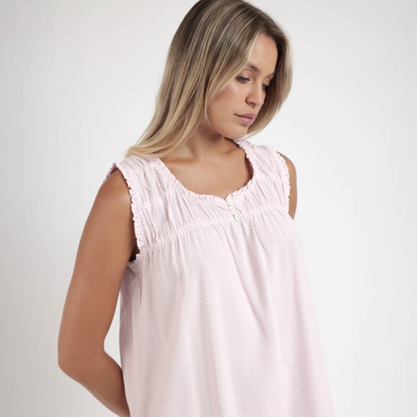 Camicia da notte spigata rosa viscosa Admas 61375