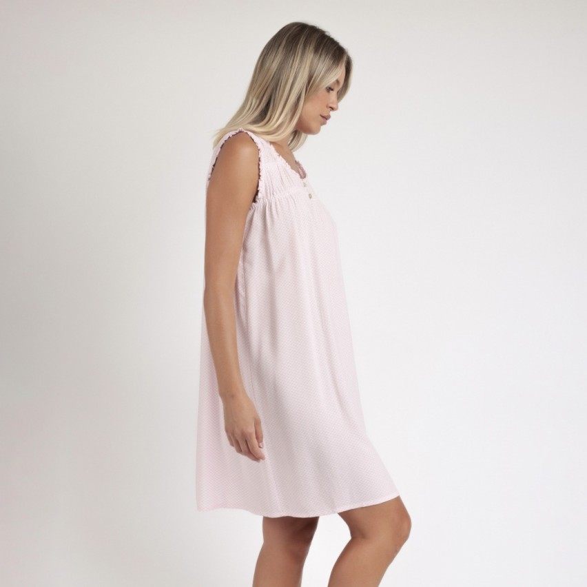 Camicia da notte spigata rosa viscosa Admas 61375