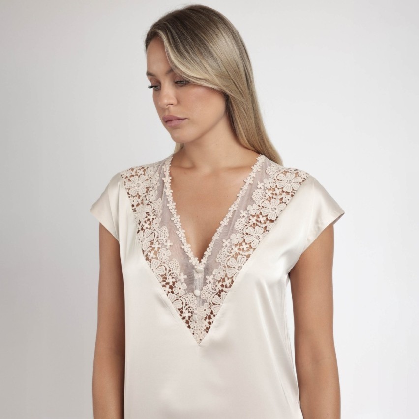 Camicia da notte scollo in crochet floreale Admas 61379 