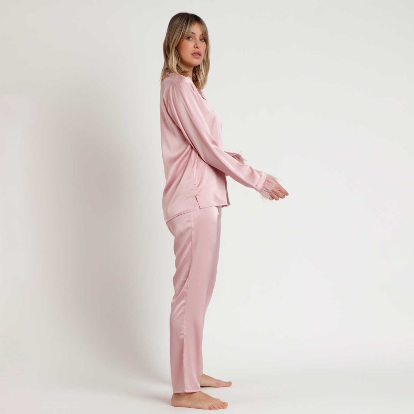 Pigiama donna elegante in raso con piume Admas 62550