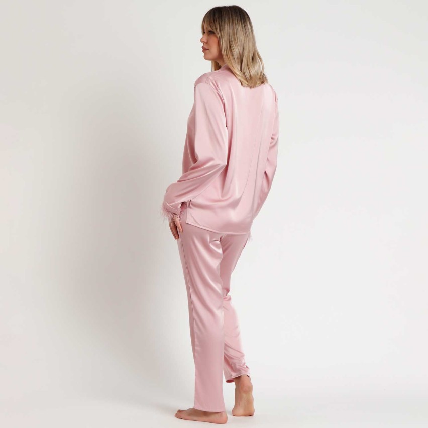 Pigiama donna elegante in raso con piume Admas 62550