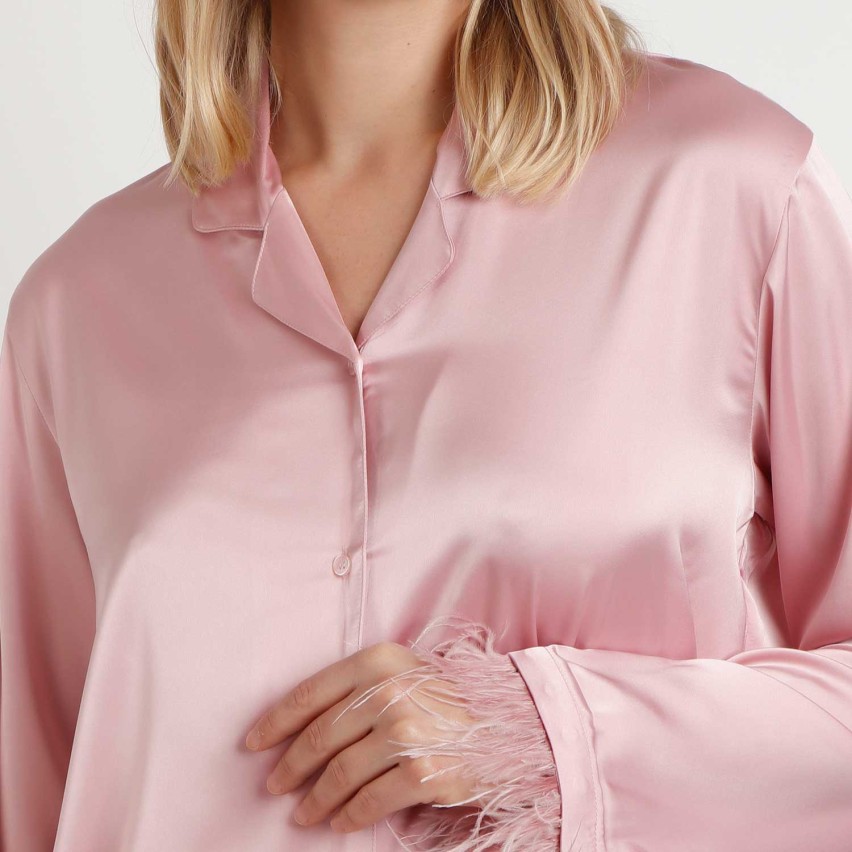 Pigiama donna elegante in raso con piume Admas 62550