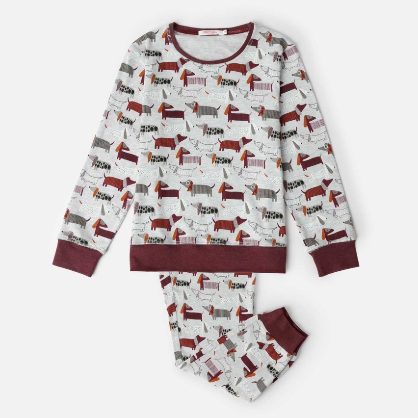 Pigiama bambina caldo cotone con bassotti Admas 63354