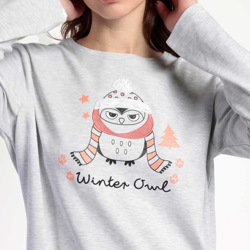 Pigiama donna con gufo interlock Admas 63592