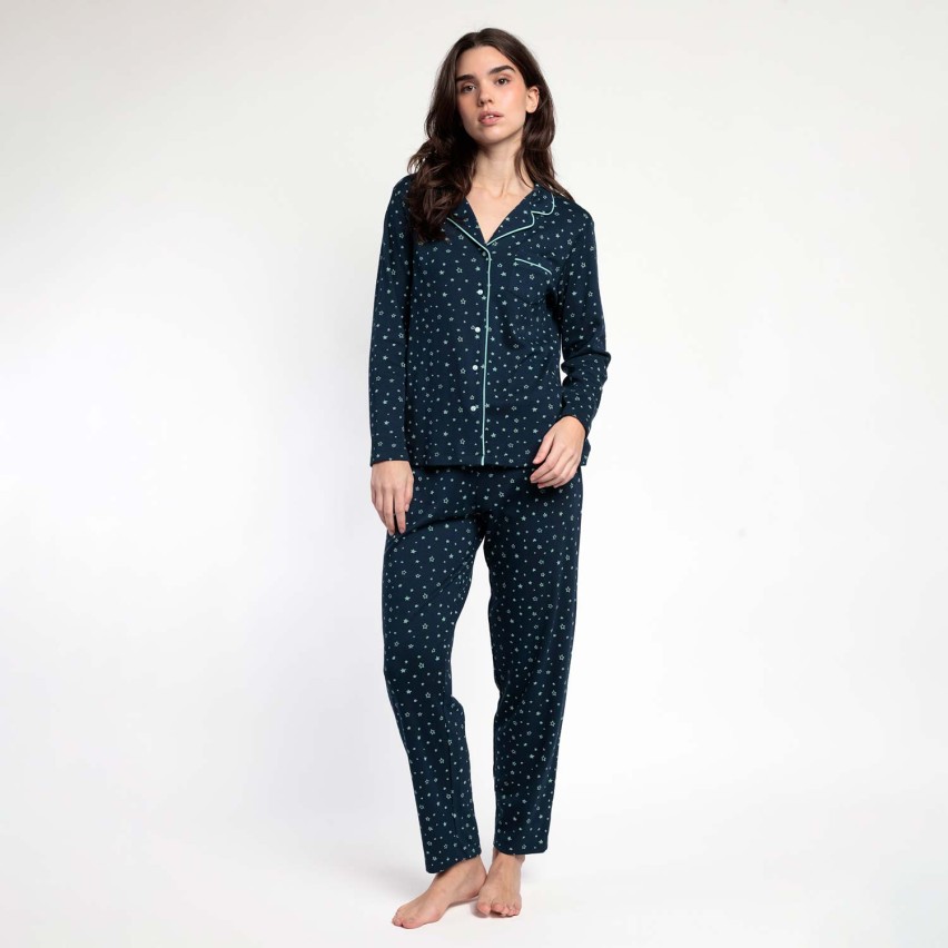 Pigiama donna stelline maglia aperta Admas 63594