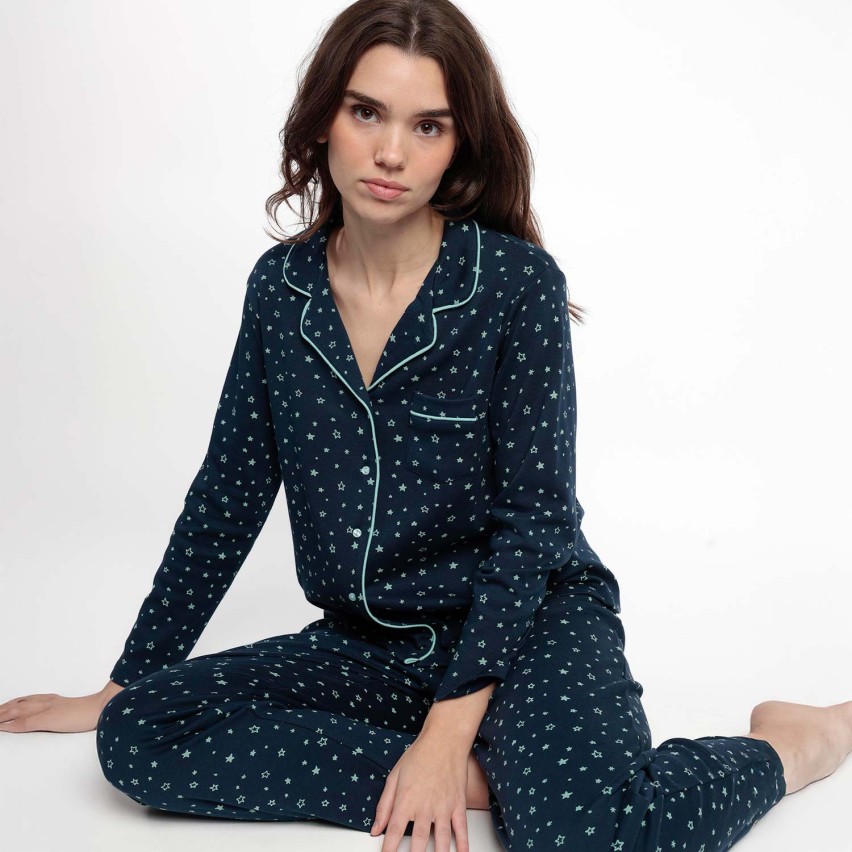 Pigiama donna stelline maglia aperta Admas 63594
