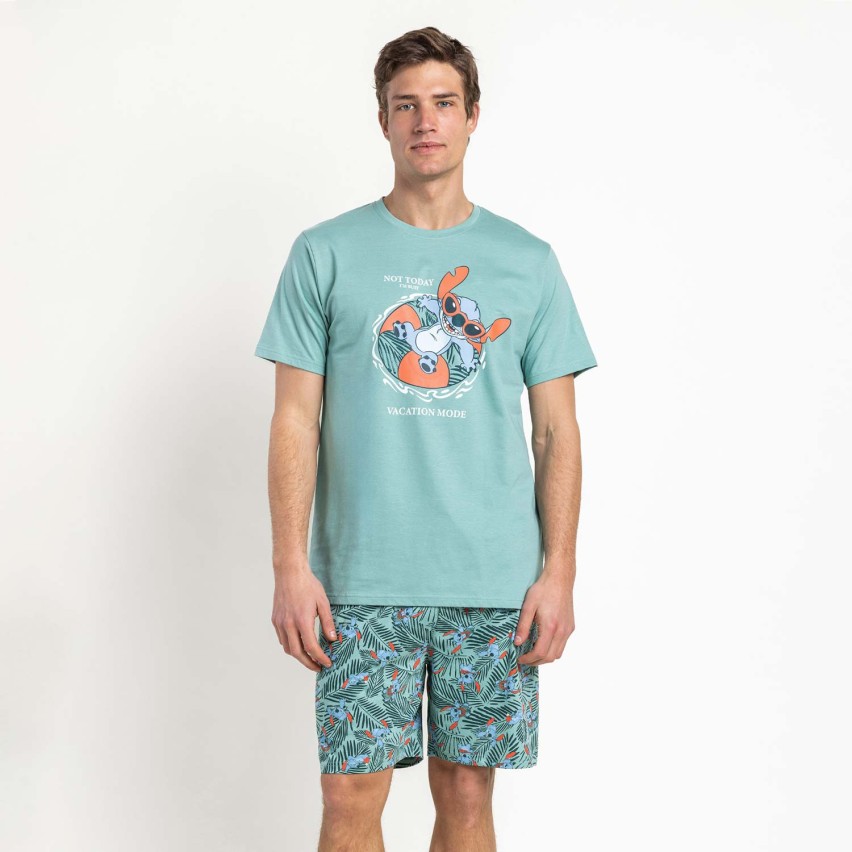 Pigiama uomo corto 100% cotone Stitch Disney 64203