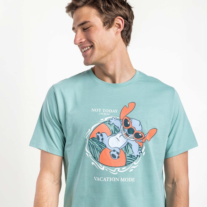 Pigiama uomo corto 100% cotone Stitch Disney 64203