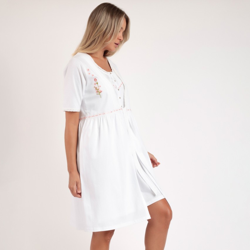 Vestaglietta donna in cotone con pizzo e ricamo Admas 67233