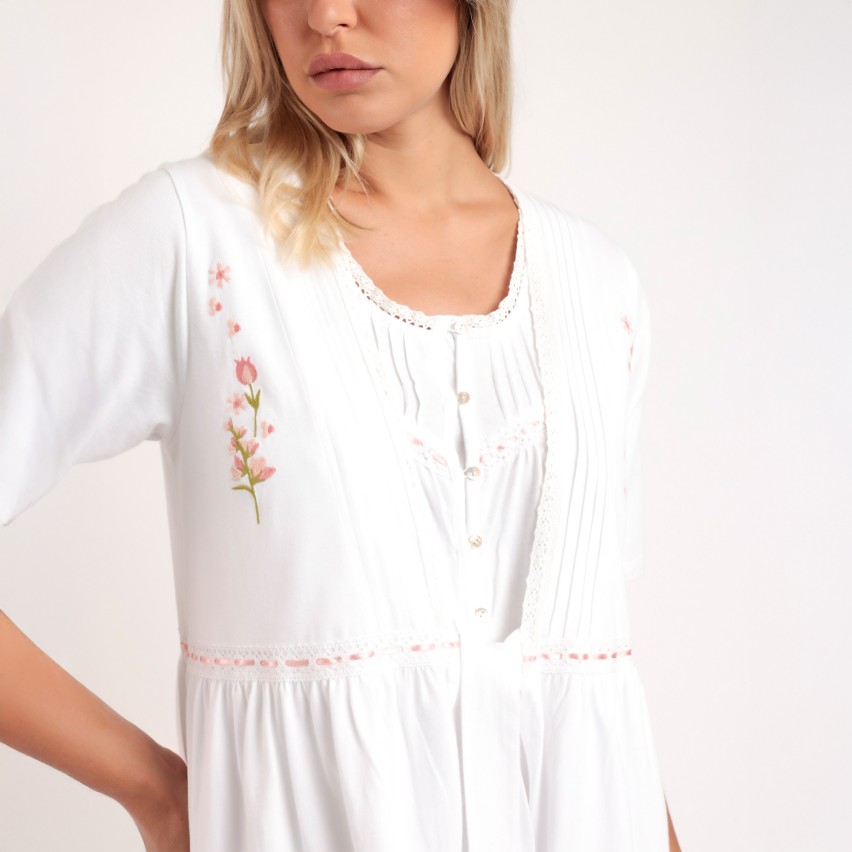 Vestaglietta donna in cotone con pizzo e ricamo Admas 67233