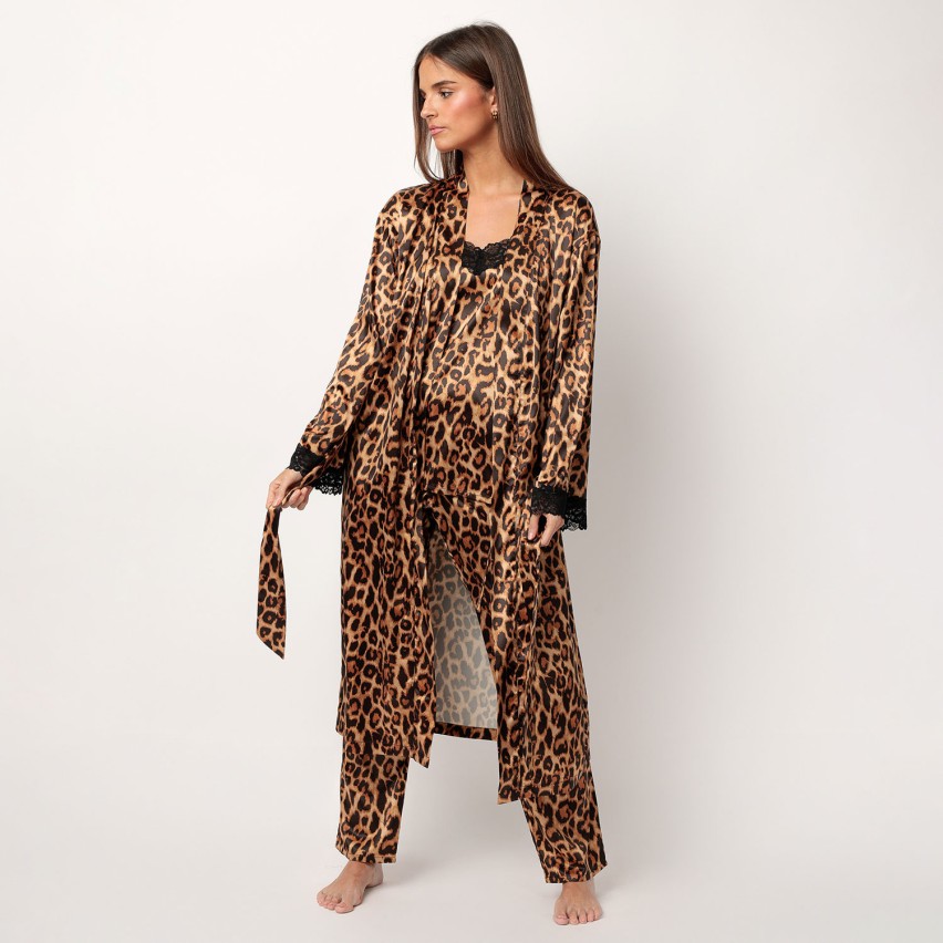 Vestaglia donna animalier con pizzo Admas 67321